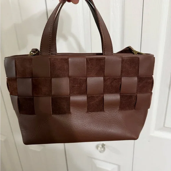 NWT The Basketweave Mini Crossbody Tote in Leather and Suede - Picture 2 of 6